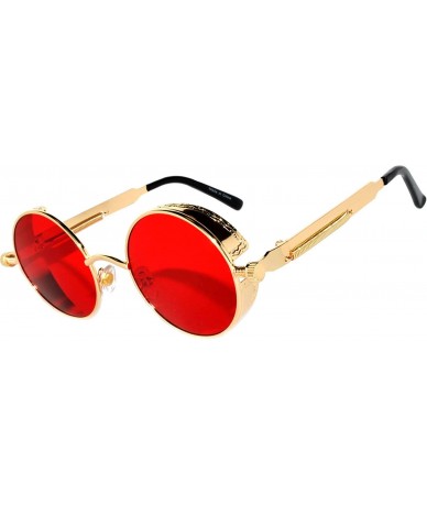 Round Steampunk Vintage Retro Round Circle Gothic Hippie Colored Plastic Frame Sunglasses Colored Lens - CS186XAAQ9Y $25.87