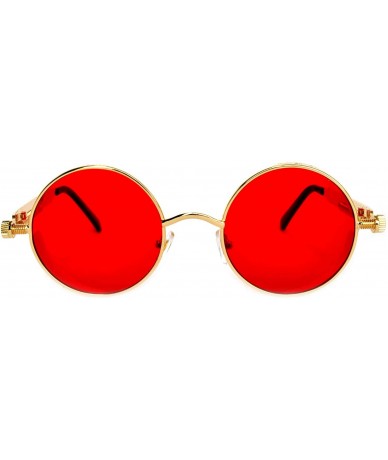 Round Steampunk Vintage Retro Round Circle Gothic Hippie Colored Plastic Frame Sunglasses Colored Lens - CS186XAAQ9Y $10.63