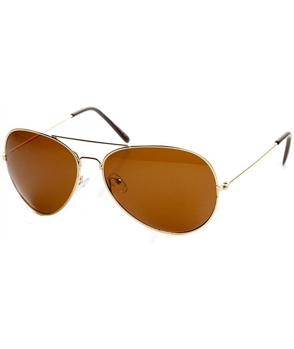 Aviator Fasion Culture Unisex Emerson Polarized Aviator 60MM Sunglasses (Gold - Brown) - C712KN6RWP3 $21.00