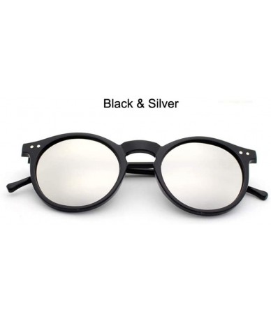 Square Round Sunglasses Women Multicolour Frame Mercury Mirror Lens Glasses Men Coating Round Sunglasses - Bsilver - CI194OO8...