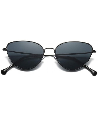 Round Women Men Summer Vintage Retro Cat Eye Glasses Unisex Sunglasses - Black - CB18TKUCEIY $15.67