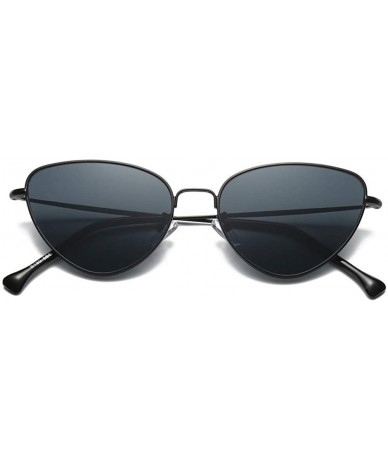 Round Women Men Summer Vintage Retro Cat Eye Glasses Unisex Sunglasses - Black - CB18TKUCEIY $6.69