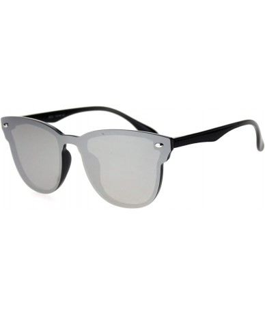 Rectangular Unisex Panel Lens Shield Hipster Plastic Horn Sunglasses - Black Silver Mirror - C818T0IHMI3 $9.42