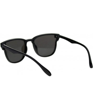 Rectangular Unisex Panel Lens Shield Hipster Plastic Horn Sunglasses - Black Silver Mirror - C818T0IHMI3 $9.42