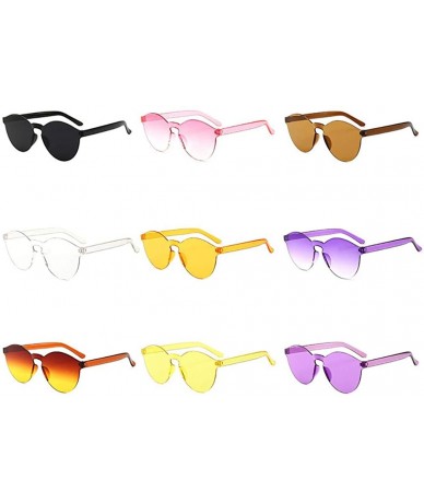 Round Unisex Fashion Candy Colors Round Outdoor Sunglasses Sunglasses - Transparent - CL199OT47NM $8.07