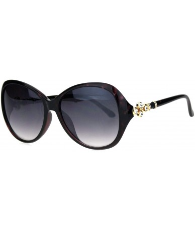 Butterfly Womens Rhinestone Hinge Luxury Designer Butterfly Plastic Sunglasses - Burgundy Tortoise Smoke - CW18HZXZT6D $12.83