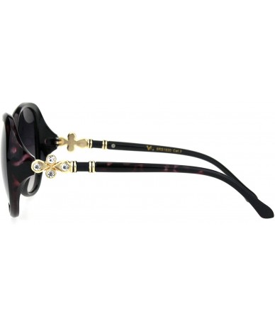 Butterfly Womens Rhinestone Hinge Luxury Designer Butterfly Plastic Sunglasses - Burgundy Tortoise Smoke - CW18HZXZT6D $12.83