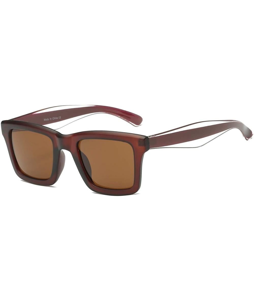 Goggle Women Square Fashion Sunglasses - Brown - C318WTI8U7S $23.64