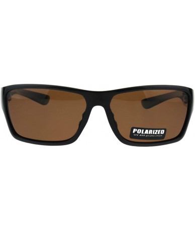 Rectangular Polarized Mens Narrow Rectangular Plastic Agent Style Sport Sunglasses - All Brown - CG18E8KACAQ $12.89