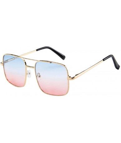 Oversized Military Style Classic Oversized Sunglasses Square Metal Frame 100% UV protection - Pink - C818U84ZHDM $19.12