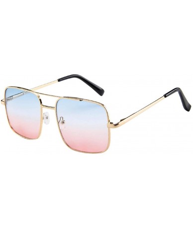 Oversized Military Style Classic Oversized Sunglasses Square Metal Frame 100% UV protection - Pink - C818U84ZHDM $9.95