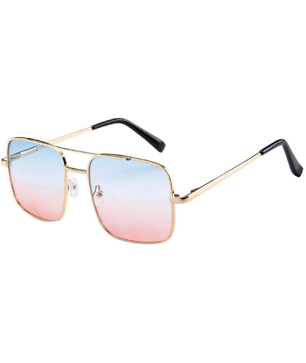 Oversized Military Style Classic Oversized Sunglasses Square Metal Frame 100% UV protection - Pink - C818U84ZHDM $9.95