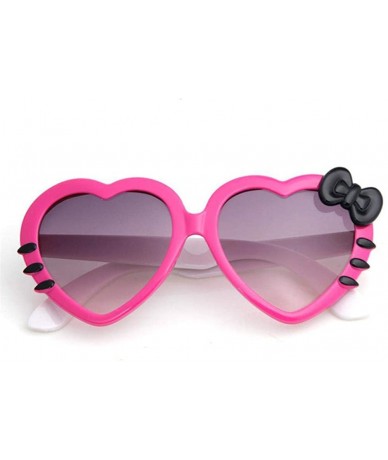 Aviator 2019 Fashion Summer Cartoon Cute Heart Bow Cat Sunglasses Glasses Pink - Rosered - CC18YLZE56R $21.11