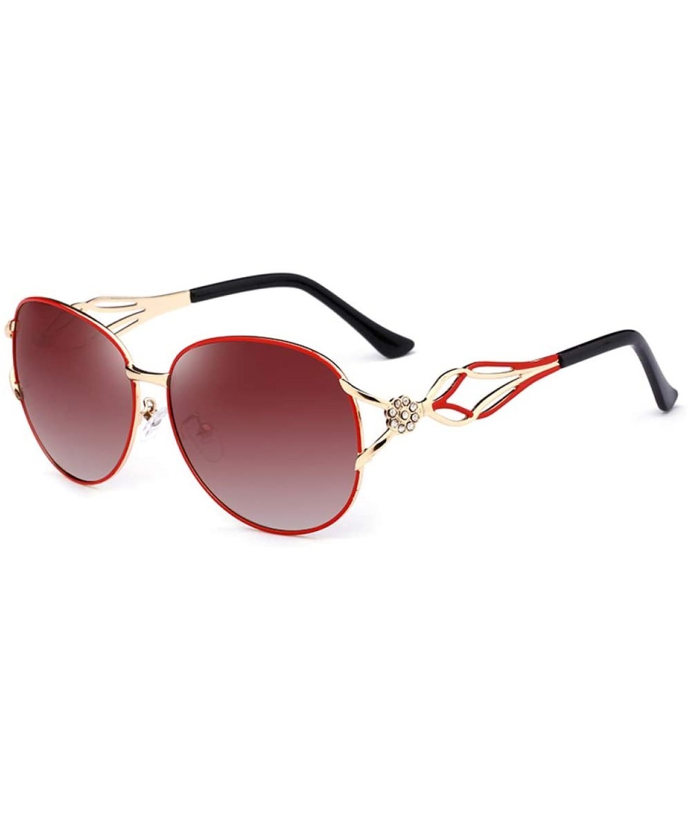 Butterfly Butterfly Sunglasses Polarized Diamond Sunglasses Women Driving Coating Sunglasses - Golden Red - CV18TZKD5GA $50.67