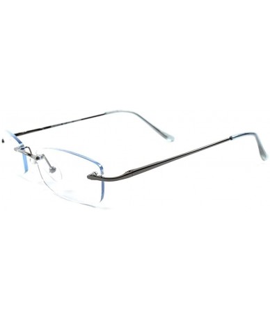Rectangular Modern Stylish Sexy Rectangle Mens Womens Light Tint Frameless Sun Glasses - Gunmetal / Blue - C3189AMGUDT $33.99