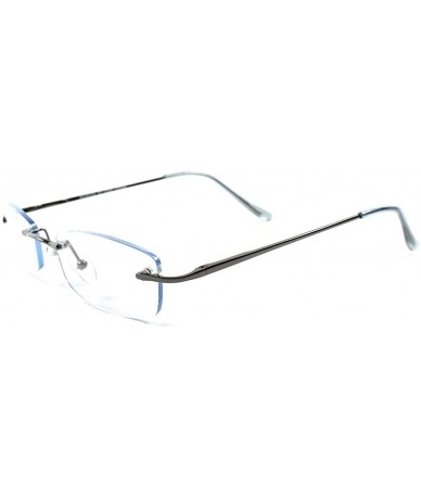 Rectangular Modern Stylish Sexy Rectangle Mens Womens Light Tint Frameless Sun Glasses - Gunmetal / Blue - C3189AMGUDT $15.60