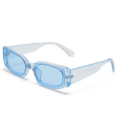 Square Trendy Rectangle Sunglasses Small Plastic Frame Colored Lens - Blue - CW18ANADKO8 $21.81