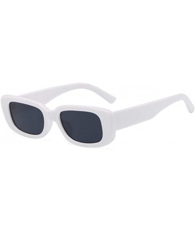 Square Small Rectangle Sunglasses Women UV 400 Retro Square Driving Glasses - White Black - C3196D2XWOQ $18.41