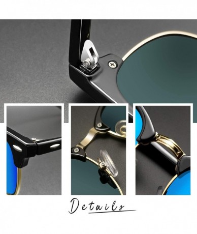Semi-rimless Semi Rimless Polarized Sunglasses Women Men Retro Brand Sun Glasses - Blue Mirrored Lens - CW12D0APZHP $15.36