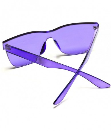 Oversized Horn Rimmed Tinted Colorful Lens Rimless Sunglasses - Clear Purple Frame - CU18D98WAMK $8.01