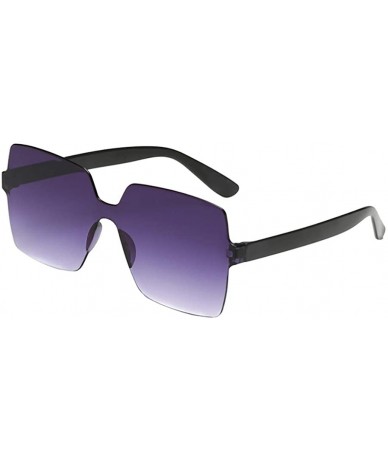 Rimless Oversized Square Candy Colors Glasses Rimless Frame Unisex Sunglasses - F - CW195NH9ULL $8.59
