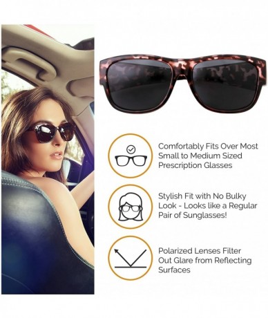 Oversized Women Polarized Fit Over Sunglasses - Less Bulky - Ladies Size - Tortoise Pink - CN18DSRZDII $14.79