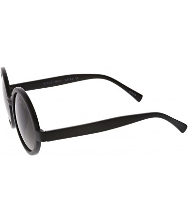 Aviator Classic Retro Horn Rimmed Neutral-Colored Lens Round Sunglasses 52mm - Matte Black / Lavender - CV12N9ML47Y $8.17