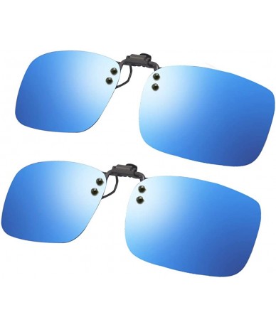 Round Polarized Mens Classic Trendy Stylish Sunglasses UV400 Clip-on Over Precription Glasses NCS004 - 2 Blue Lens - C118Z9LQ...