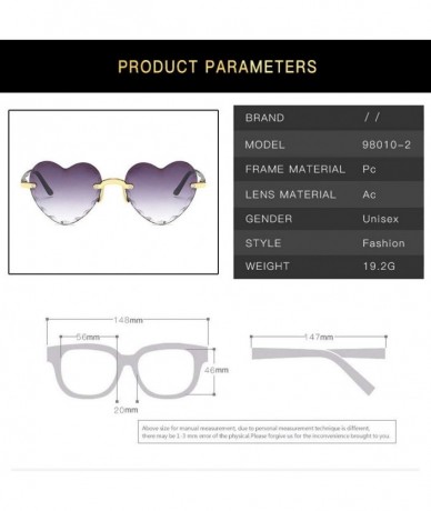 Rimless Fashion Men Women Sunglasses Outdoor Travel Beach Heart Shaped Frameless Eyewear - A - C5190HQXRGR $10.93