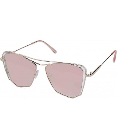 Aviator Classic Flat Lens Reflective Coating Mirror Fashion Sunglasses P4160 - Gold Rose - CZ18IIEU37E $10.48