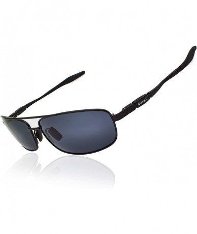 Rectangular Men Lightweight Rectangular Polarized Sunglasses 100% UV protection Al-Mg Alloy Temple Spring Hinge - CW18IK6NC68...