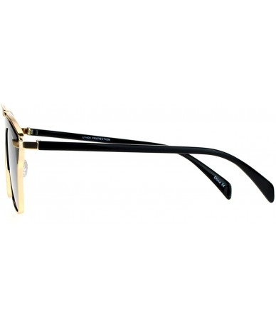 Wayfarer Metal Outline Double Bridge Retro Vintage Half Rim Sunglasses - Gold Black - CE12G7GVO6V $23.61