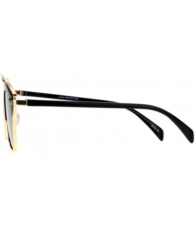 Wayfarer Metal Outline Double Bridge Retro Vintage Half Rim Sunglasses - Gold Black - CE12G7GVO6V $12.57