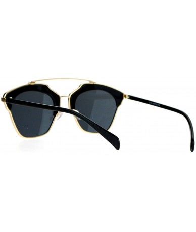 Wayfarer Metal Outline Double Bridge Retro Vintage Half Rim Sunglasses - Gold Black - CE12G7GVO6V $12.57