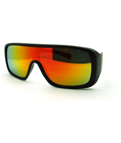 Sport Futuristic Mens Hip Hop Rapper Rectangular Shield Mono Lens Sport Sunglasses - Black Orange - CM11J6WV31P $9.47