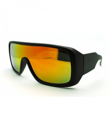 Sport Futuristic Mens Hip Hop Rapper Rectangular Shield Mono Lens Sport Sunglasses - Black Orange - CM11J6WV31P $9.47