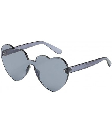 Oval UV Protection Sunglasses for Women Men Rimless frame Love Heart Shaped Plastic Lens and Frame Sunglass - Black - CK1902W...