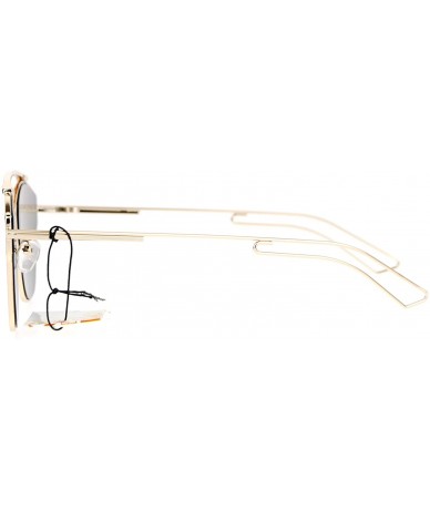 Wayfarer Womens Bridgeless Metal Horn Rim Color Mirror Sunglasses - Gold Teal - C712N4R7W2I $14.26