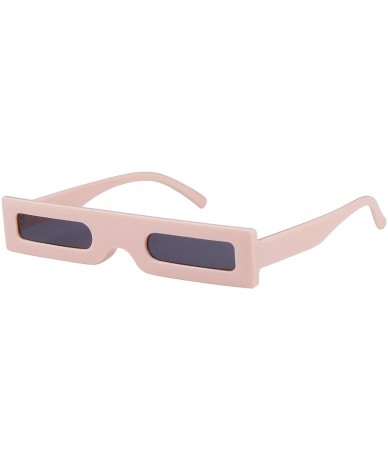 Square Vintage Slender Square Sunglasses Retro Small Rectangle PC Frame Candy Colors - Pink - C018CD8ELNI $20.48