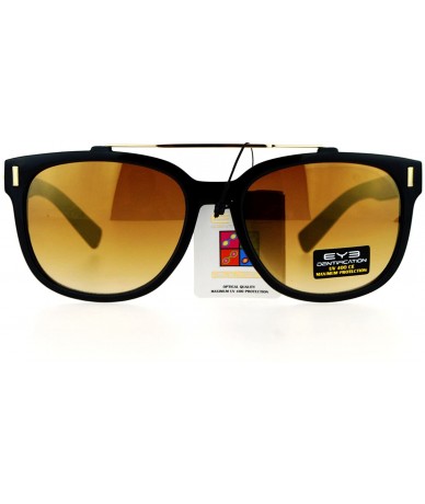 Wayfarer Retro Metal Flat Top Bridge Horn Rim Horned Sunglasses - Black Brown - CZ12EMGGW5B $12.60