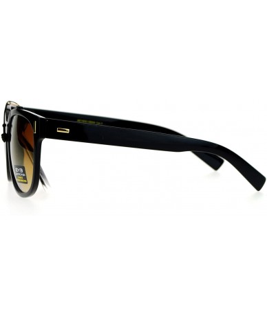Wayfarer Retro Metal Flat Top Bridge Horn Rim Horned Sunglasses - Black Brown - CZ12EMGGW5B $12.60