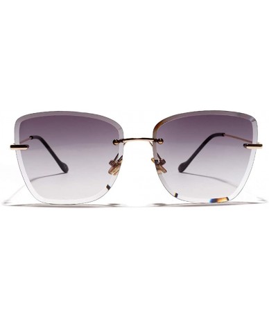 Rimless Gradient Square Rimless Sunglasses Women Retro Frameless Sun Glasses for Women - Gold With Black - CM18SKQTDS9 $9.11