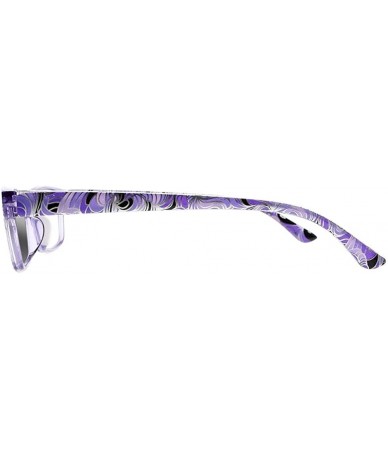 Rectangular Women's Colorful Prints Transition Photochromic Reading Glasses UV400 Sunglasses - Violet Blue - CC18E6TU3XH $20.12