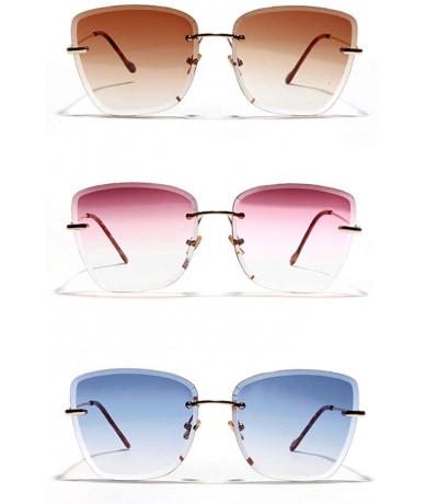 Rimless Gradient Square Rimless Sunglasses Women Retro Frameless Sun Glasses for Women - Gold With Black - CM18SKQTDS9 $9.11