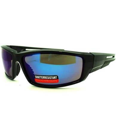 Rectangular Rectangular Wrap Around Sunglasses Designer Sports Frame - Black - CL11QKI382F $10.11