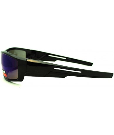 Rectangular Rectangular Wrap Around Sunglasses Designer Sports Frame - Black - CL11QKI382F $10.11