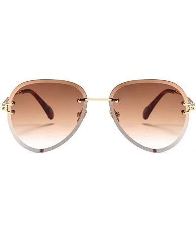 Rectangular Fashion Men's and Women's Round Resin Lenses Oversized Sunglasses UV400 - Brown - CS18NHONDDH $13.98