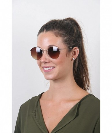 Round Vintage Round Sunglasses P2150 - Gold/Gradientbrown Lens - CO11OZ2XTS1 $12.73