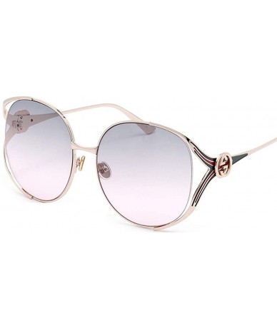 Aviator 2019 new retro sunglasses - ladies big frame metal frame sunglasses wild sunglasses - D - CN18SM9686Q $46.64