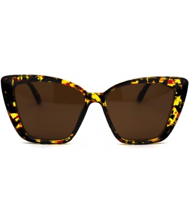 Oversized Womens Oversize Cat Eye Retro 90s Designer Sunglasses - Tortoise Solid Brown - CK196WUY54I $10.84